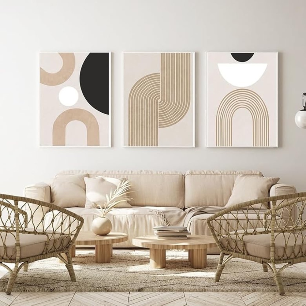 Bundle of 3 Large Minimalist Boho Canvas Prints Wall Decor - Picture 4 of 12